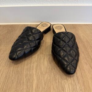 Vince Camuto Black Quilted Mules
